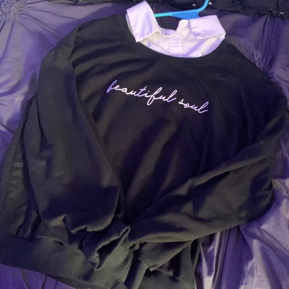 “Beautiful Soul” Black Sweater With Collar